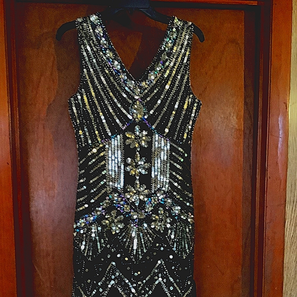 Black Sequins Flipper Dress